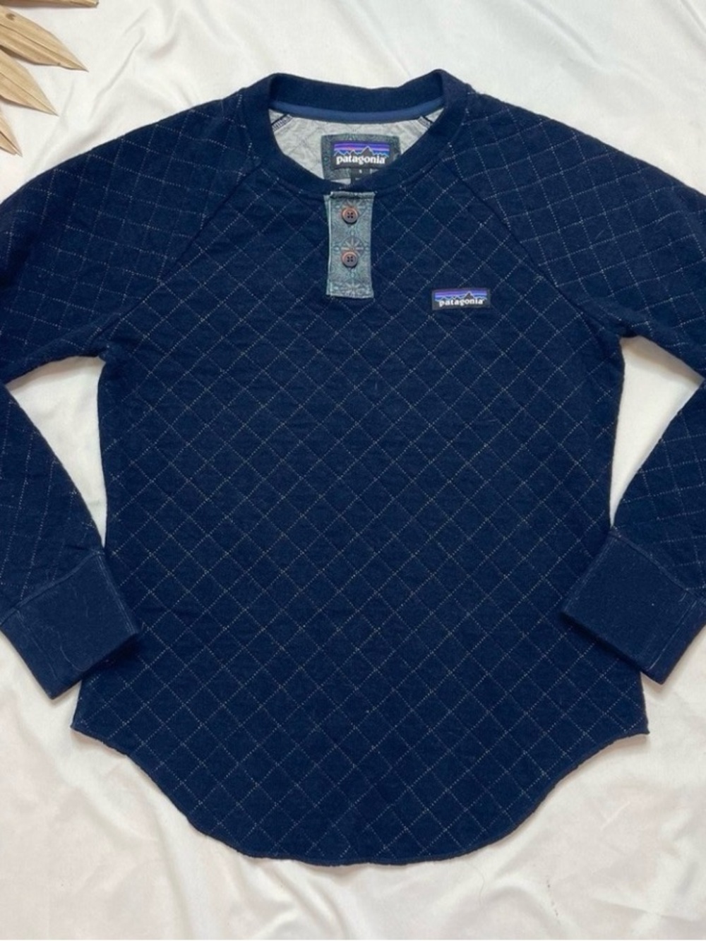Patagonia Navy Quilted Crewneck Henley